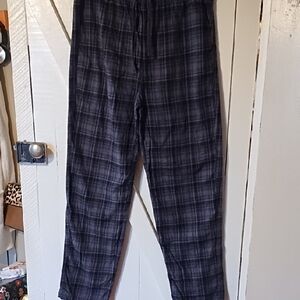 Men's Black & Gray Plaid Pajama Bottoms EUC, Medium, Flannel.